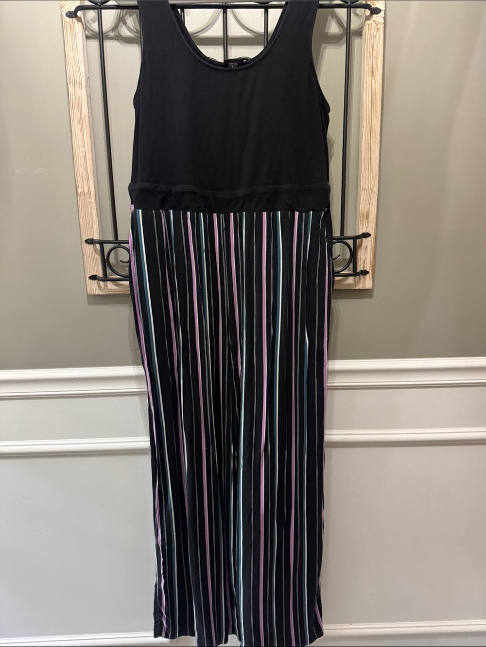 torrid Black Sleeveless Jumpsuit with Pink  Light Blue Stripes